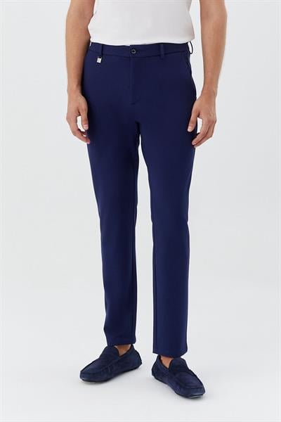 Regular Fit Fermuar Detaylı Erkek Pantolon Koyu Lacivert