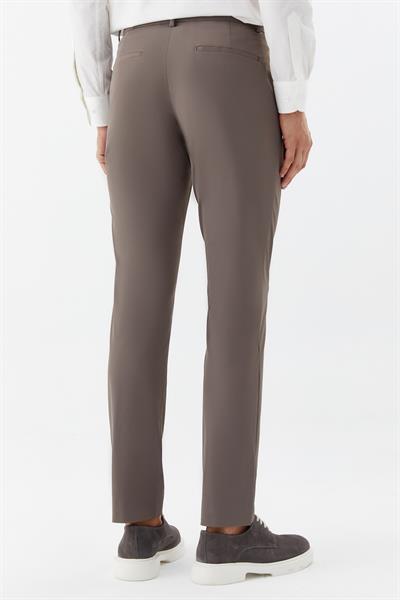 Regular Fit Pileli Erkek Chino Pantolon Koyu Vizon