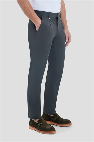 Regular Fit Pileli Erkek Chino Pantolon Koyu Haki