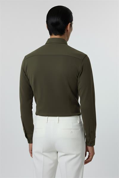 Sabri Özel Erkek Haki Düz Düğmeli Yaka Slim Fit Gömlek