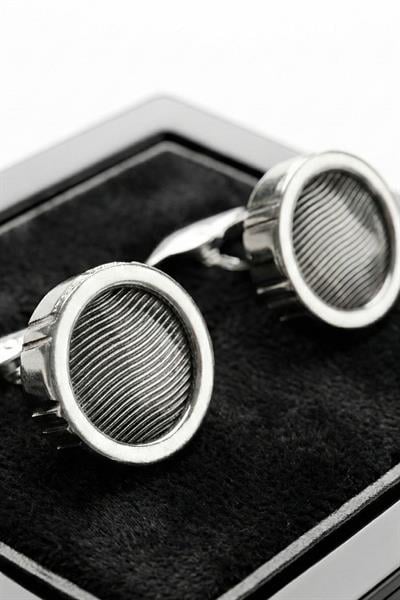 Metal Gri Yuvarlak Erkek Kol Düğmesi