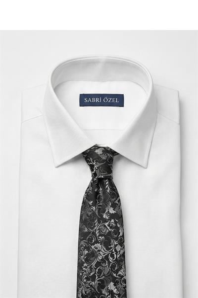 Sabri Özel Siyah %100 Mikrofiber Erkek Kravat