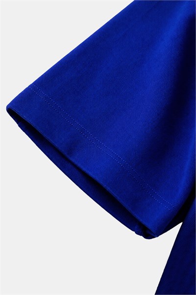 Saks Mavi %100 Pamuk Regular Fit Dokuma Bisiklet Yaka Basic T-Shirt