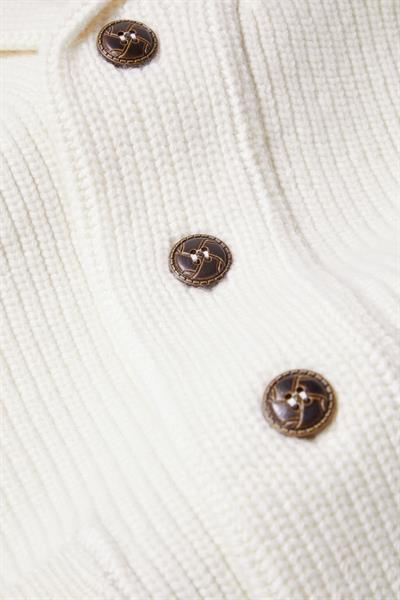 Erkek Ekru Rahat Kesim Comfort Fit Yünlü Ajurlu Torba Cep Şal Yaka Düğmeli Triko Hırka