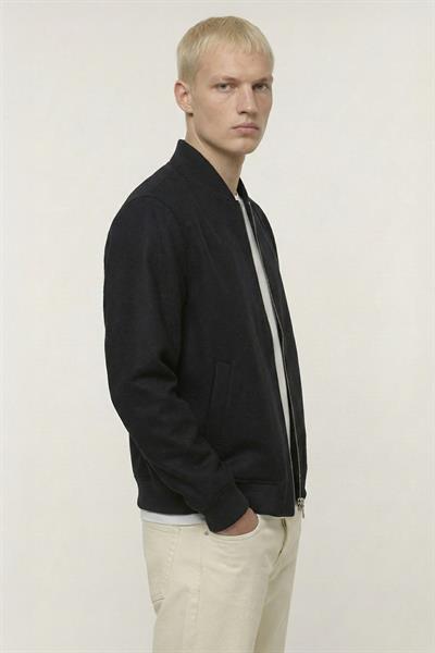 Giotelli Siyah Regular Fit Yünlü Bomber Yaka Kaşe Erkek Mont