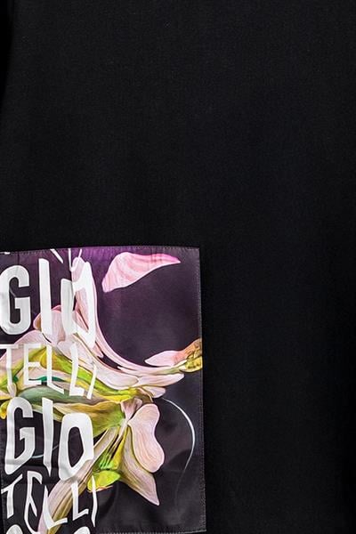 Giotelli Siyah Oversize Fit %100 Pamuk Baskılı Bisiklet Yaka Erkek Tişört