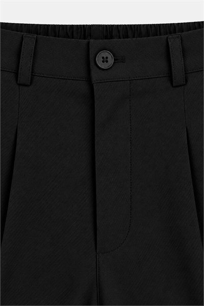 Siyah Regular Fit Standart Kesim Beli Lastikli Pantolon