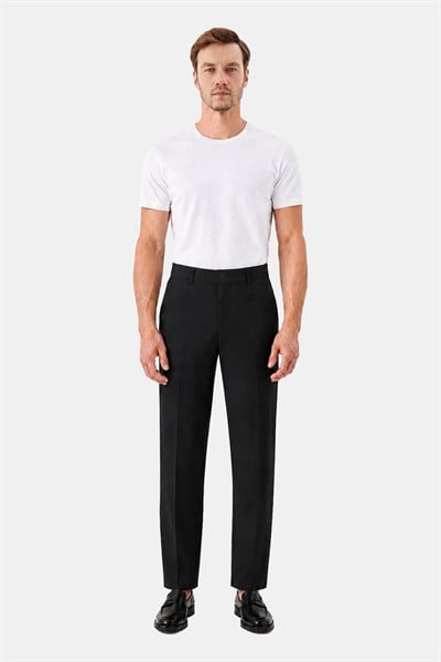 Siyah Slim Fit Standart Kesim Klasik Kumaş Pantolon