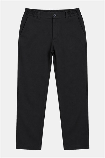 Siyah Fit Standart Kesim Beli Yarım Lastikli Jogger Pantolon