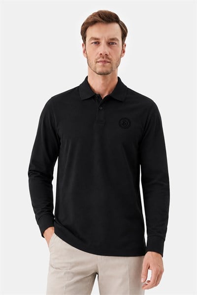 Siyah POLO YAKA SWEAT