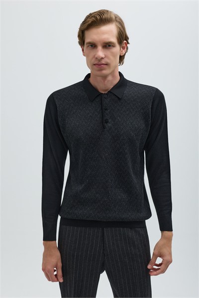 Siyah Polo Yaka Triko 