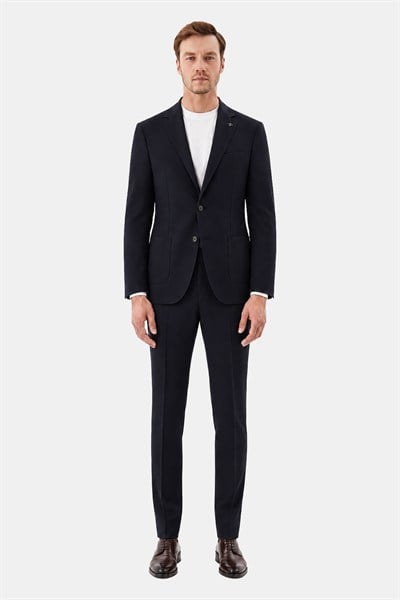 Siyah Regular Fit 6 Drop Mono Yaka Pamuklu Astarsız Takım Elbise