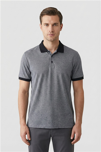Siyah Regular Fit Polo Yaka Erkek T-Shirt