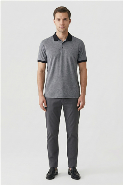 Siyah Regular Fit Polo Yaka Erkek T-Shirt
