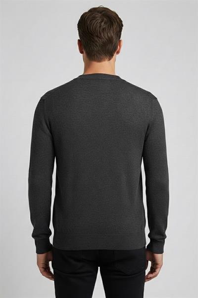 Giotelli Erkek Siyah Normal Kesim Regular Fit Yünlü Düğmeli V Yaka Triko Hırka