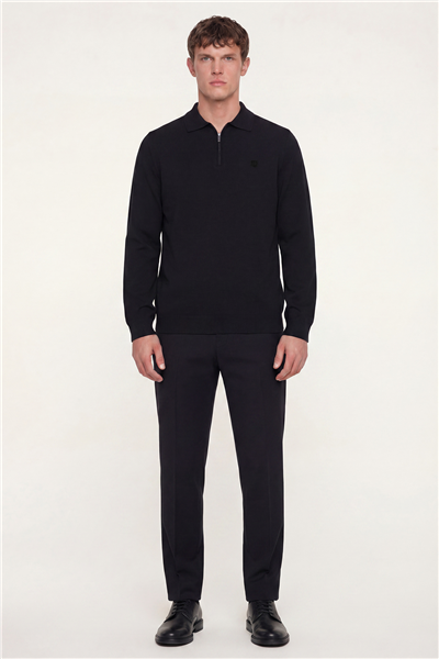 Siyah SABRİ ÖZEL FERMUAR YAKA KAZAK