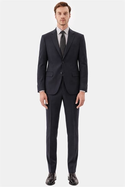 Siyah Slim Fit Normal Bel 6 Drop Mono Yaka Takım Elbise