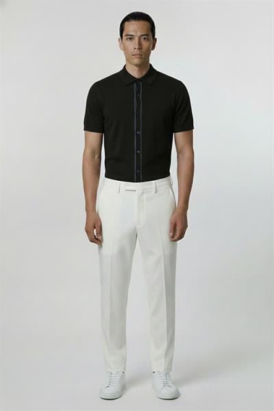 Giotelli Siyah Slim Fit Triko Düğmeli Polo Yaka Erkek Gömlek