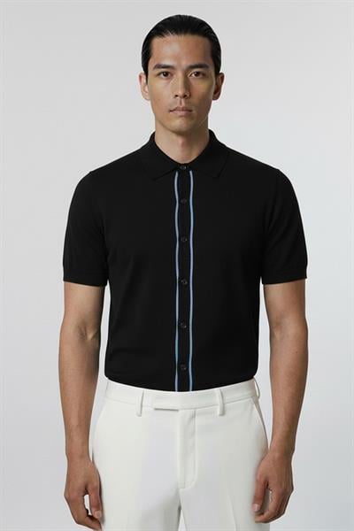 Giotelli Siyah Slim Fit Triko Düğmeli Polo Yaka Erkek Gömlek