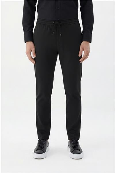 Giotelli Siyah Slim Fit Yünlü Erkek Jogger Pantolon