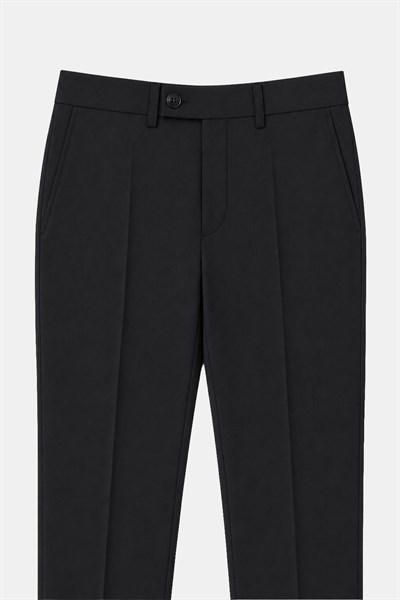 Siyah Slim Fit Düz Paça 6 Drop Mono Yaka Klasik Takım Elbise