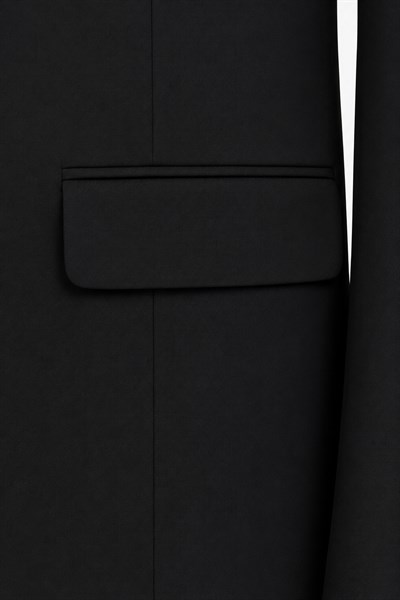 Siyah Slim Fit Düz Paça 6 Drop Mono Yaka Klasik Takım Elbise