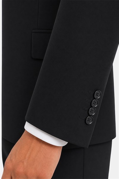 Siyah Slim Fit Düz Paça 6 Drop Mono Yaka Klasik Takım Elbise