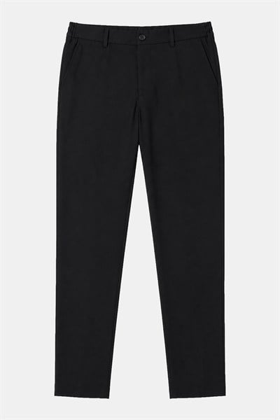 Siyah Yanı Lastikli Köprülü Kemerli Slim Fit Jogger Pantolon