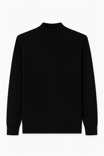 Siyah Yarım Balıkçı Yaka Triko
