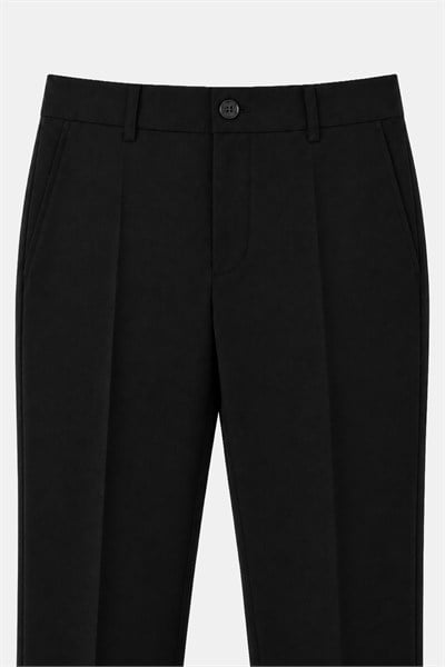Siyah Yün Karışımlı Çizgili Sivri Yaka Klasik Paça Tam Astarlı 6 Drop Slim Fit Takım Elbise