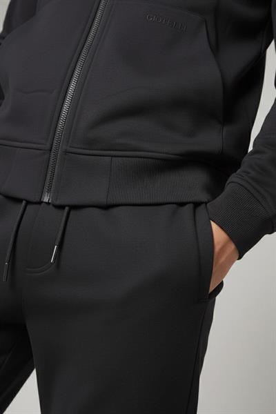 Giotelli Siyah Regular Fit Pamuk Karışımlı Fermuarlı Erkek Eşofman Takımı