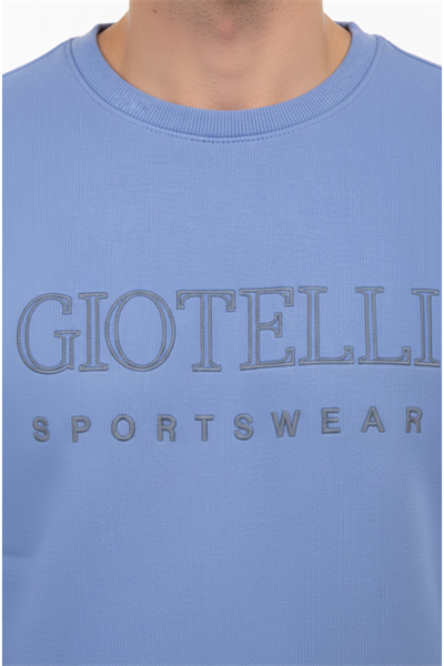 Giotelli Mavi Regular Fit Pamuk Karışımlı Bisiklet Yaka Şortlu Erkek Eşofman Takımı