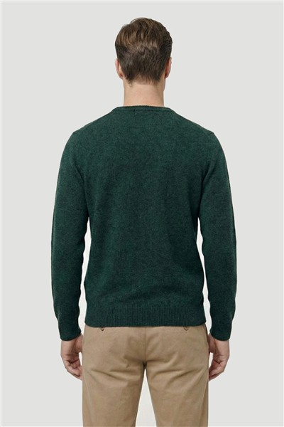 Nefti Standart Fit Yün Karışımlı Bisiklet Yaka Düz Erkek Triko Kazak