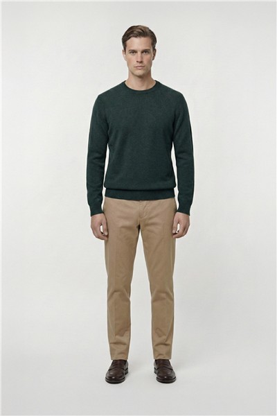 Nefti Standart Fit Yün Karışımlı Bisiklet Yaka Düz Erkek Triko Kazak