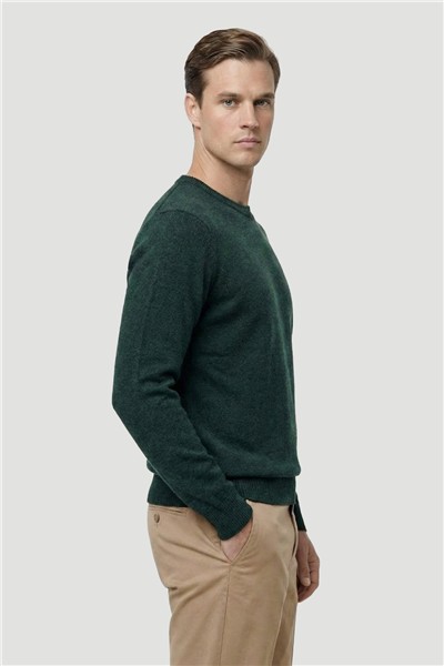 Nefti Standart Fit Yün Karışımlı Bisiklet Yaka Düz Erkek Triko Kazak