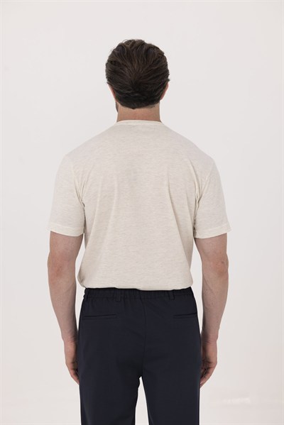 Sütlü Kahve %100 Pamuk Bisiklet Yaka Düz Renk Basic T-Shirt