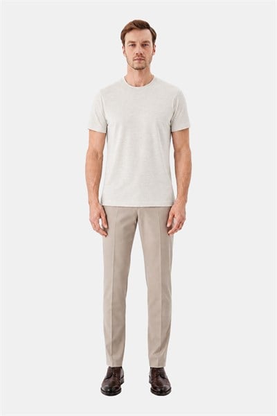 Sütlü Kahve %100 Pamuk Bisiklet Yaka Düz Renk Basic T-Shirt