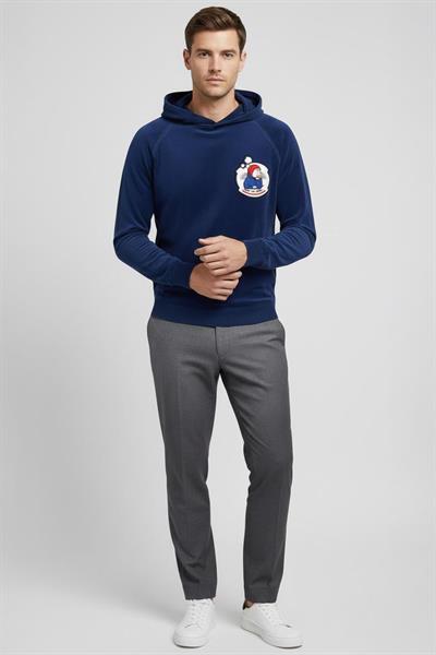 Giotelli Erkek Saks Normal Kesim Regular Fit Pamuklu Örme Kapüşonlu Sweatshirt