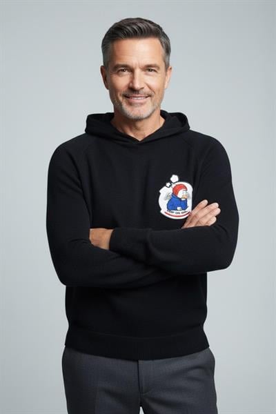 Giotelli Erkek Siyah Normal Kesim Regular Fit Pamuklu Örme Kapüşonlu Sweatshirt