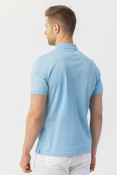 Giotelli Erkek Açık Mavi Normal Kesim Regular Fit %100 Pamuk Örme Polo Yaka Tişört