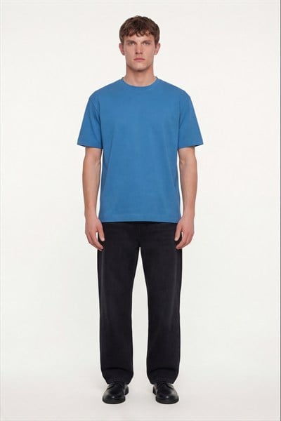 Erkek Açık Saks Normal Kesim Regular Fit %100 Pamuk Dokuma Bisiklet Yaka Basic T-Shirt