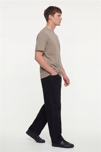 Erkek Camel Normal Kesim Regular Fit %100 Pamuk Dokuma Bisiklet Yaka Basic T-Shirt