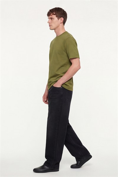 Erkek Fıstık Yeşili Normal Kesim Regular Fit %100 Pamuk Dokuma Bisiklet Yaka Basic T-Shirt