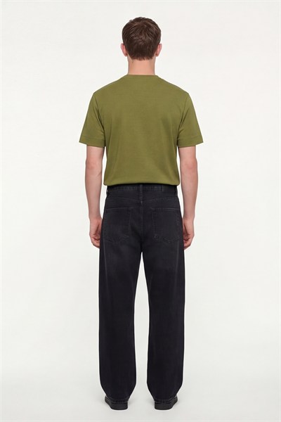 Erkek Fıstık Yeşili Normal Kesim Regular Fit %100 Pamuk Dokuma Bisiklet Yaka Basic T-Shirt