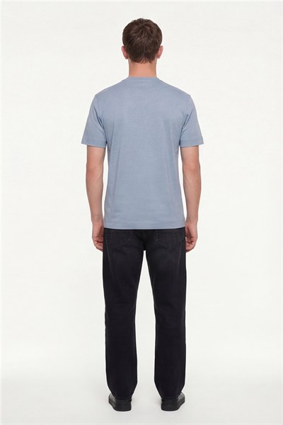 Erkek Gri Normal Kesim Regular Fit %100 Pamuk Dokuma Bisiklet Yaka Basic T-Shirt