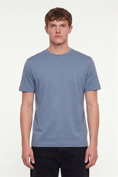 Erkek Koyu Gri Normal Kesim Regular Fit %100 Pamuk Dokuma Bisiklet Yaka Basic T-Shirt