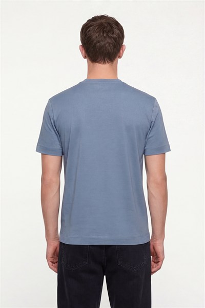 Erkek Koyu Gri Normal Kesim Regular Fit %100 Pamuk Dokuma Bisiklet Yaka Basic T-Shirt