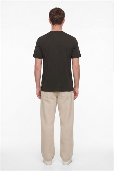Erkek Nefti Normal Kesim Regular Fit %100 Pamuk Dokuma Bisiklet Yaka Basic T-Shirt