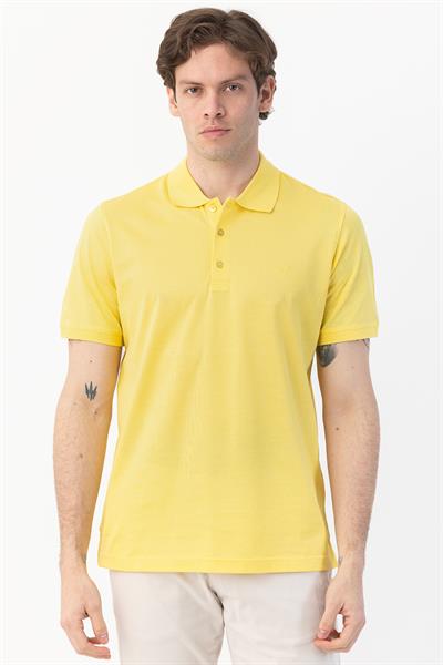 Giotelli Erkek Sarı Normal Kesim Regular Fit %100 Pamuk Örme Polo Yaka Tişört