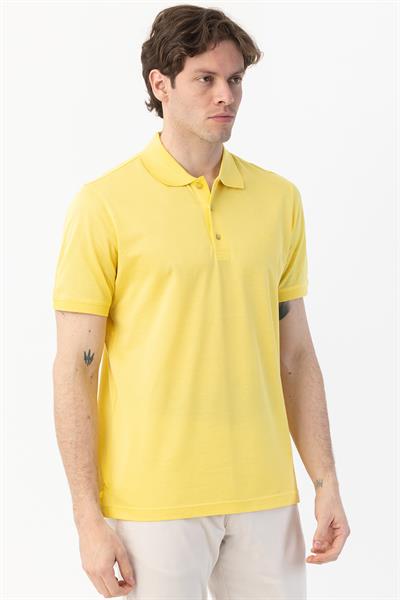 Giotelli Erkek Sarı Normal Kesim Regular Fit %100 Pamuk Örme Polo Yaka Tişört